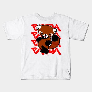 Red Tail Panda Panda Panda Kids T-Shirt